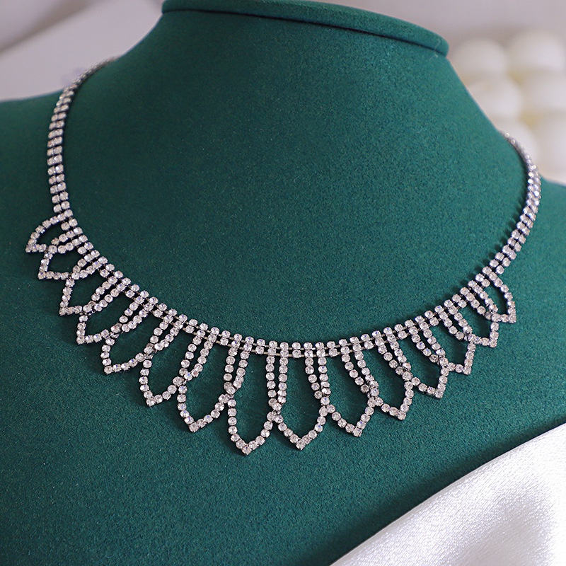 ethnic style diamondstudded chain fashion necklace multilayer tassel