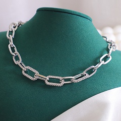 new personality punk fashion rhinestone necklace Cuban chain clavicle chain necklace