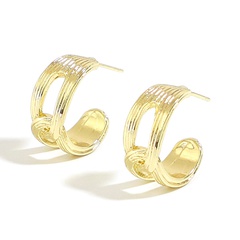 ins simple retro creative design short C-shaped earrings fashion exaggerated hollow short earrings