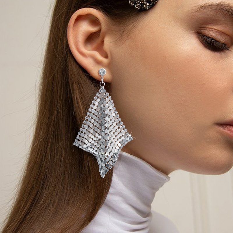fashion new earrings square diamond sequin earrings fashion trend Korean diamond jewelry