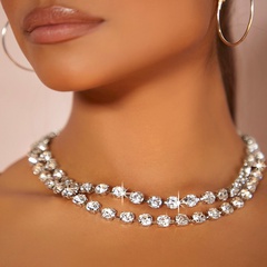 neue Persönlichkeitsnähte runde Perlen Strass Doppelkette lange Quaste Halskette