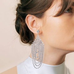 Korean personality water drop earrings fashion sparkling rhinestone claw chain long temperament earrings