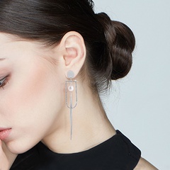 new tassel rhinestone long earrings wild simple personality pearl earrings