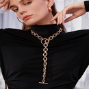 new geometric retro sweater chain golden round bead chain fashion OT buckle necklacepicture8