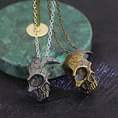 Halloween half-face skull necklace skull pendants two sets
