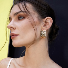 new trendy geometric ins design sense semicircle fold earrings personality irregular earrings