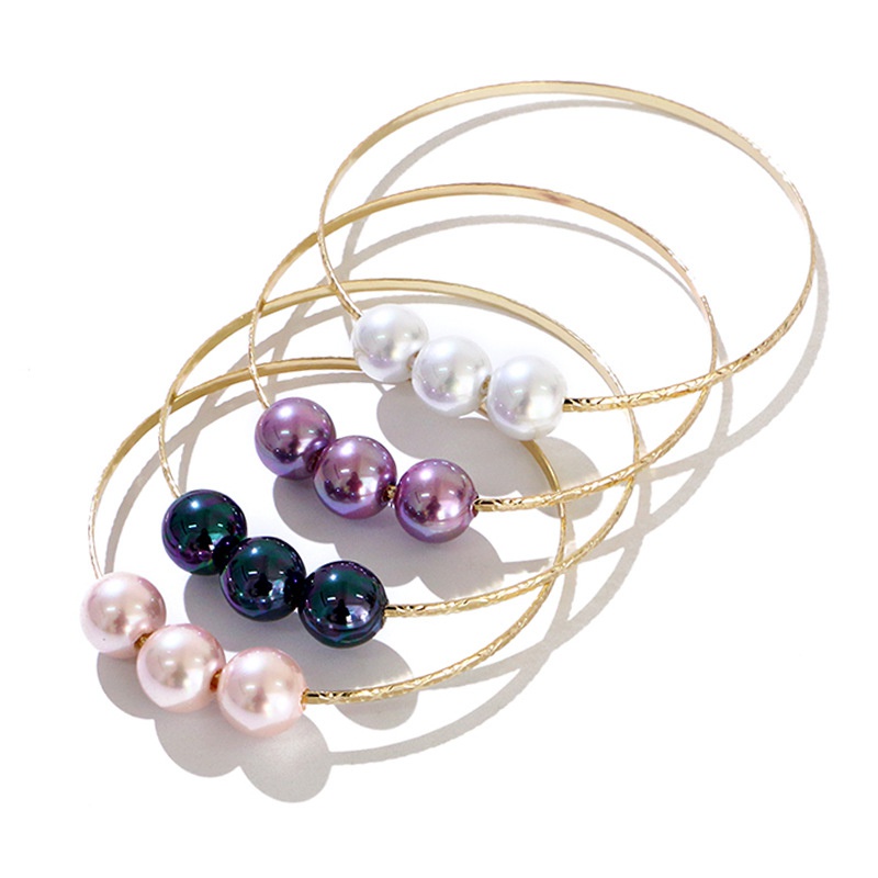 Wholesale Round Bead Glass Pearl Metal Bracelet Ethnic Style Retro Simple Bracelet Jewelry