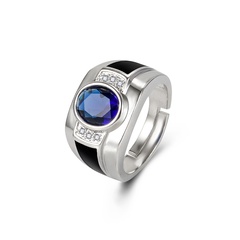 cross-border inlaid blue zircon European and American fashion trendy opening blue diamond ring jewelry