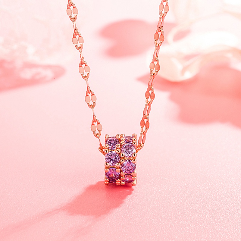 Korean version of necklace cute purple diamond zircon necklace clavicle chain jewelry
