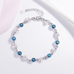 Korean copper-plated blue crystal heart-shaped bracelet wholesale