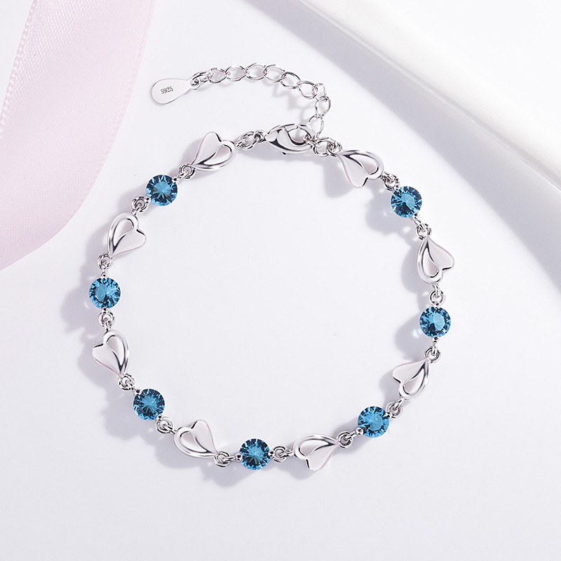 Korean copperplated blue crystal heartshaped bracelet wholesale