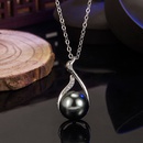 imitation natural black pearl pendant zircon black pearl swan pendant necklacepicture8