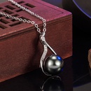 imitation natural black pearl pendant zircon black pearl swan pendant necklacepicture9