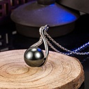 imitation natural black pearl pendant zircon black pearl swan pendant necklacepicture11