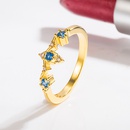 Korean diamond and sea blue zircon blue crystal gold index finger ring fashion jewelrypicture9