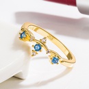 Korean diamond and sea blue zircon blue crystal gold index finger ring fashion jewelrypicture10