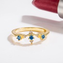 Korean diamond and sea blue zircon blue crystal gold index finger ring fashion jewelrypicture11