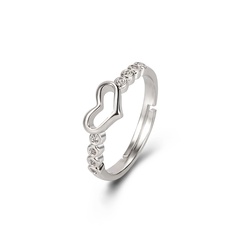 Korean full zircon heart simple heart-shaped zircon index finger ring jewelry