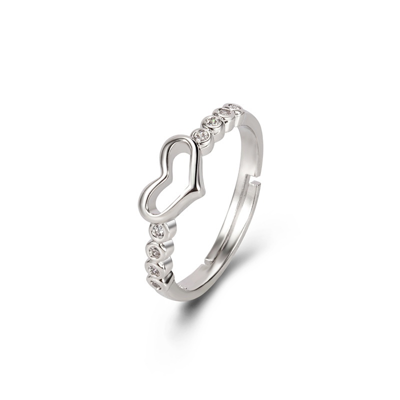 Korean full zircon heart simple heartshaped zircon index finger ring jewelry