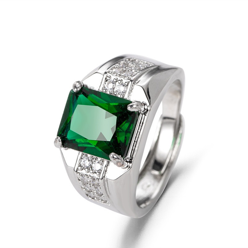 emerald European and American sapphire diamond green spinel trendy ring