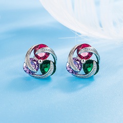 clover windmill zircon earrings multi-color rotating zircon earrings jewelry