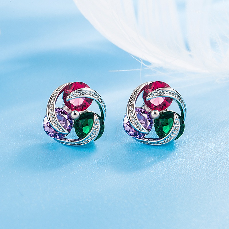 clover windmill zircon earrings multicolor rotating zircon earrings jewelry