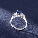 diamond aquamarine ring European and American four prong zircon blue crystal ringpicture11