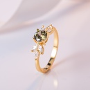 European and American diamondset zircon emerald gold color ring jewelrypicture9
