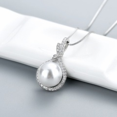 Koreanische Version eingelegter voller Diamant-Zirkonperlenanhänger Nachahmung natürlicher Perlenhalskette Modeschmuck
