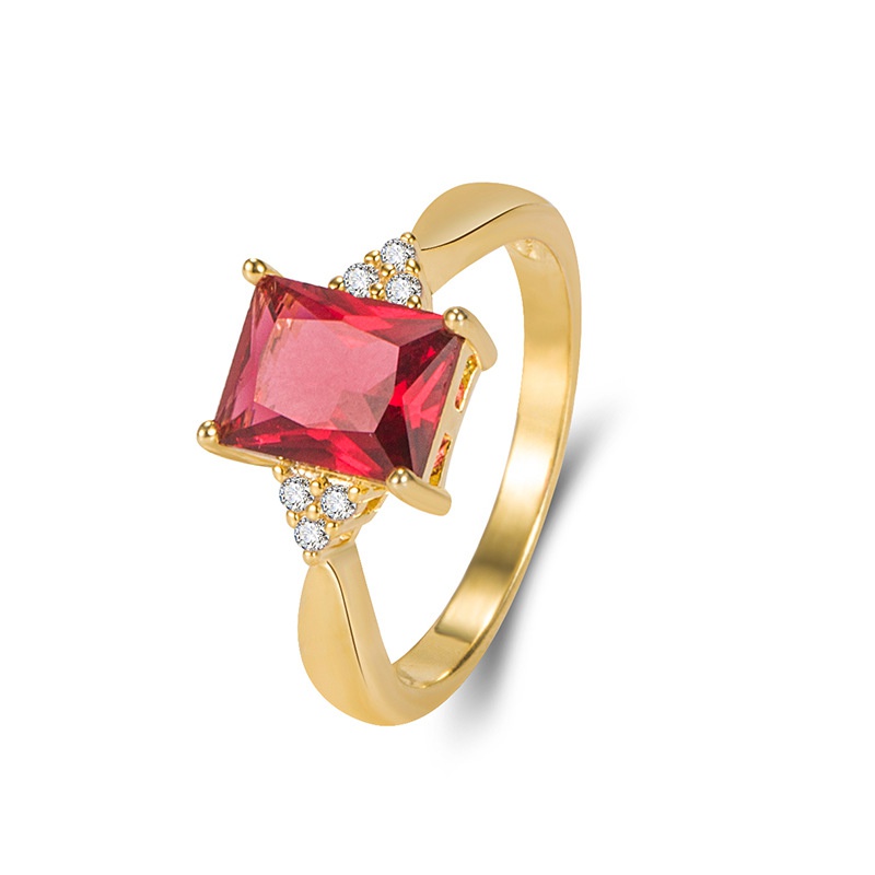 diamond square ruby ring crossborder fashion black gemstone gold ring jewelry