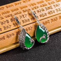 Ethnic malachite green agate copper earrings wholesale