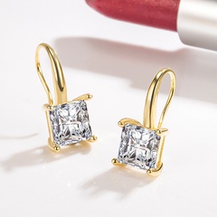 Fashion square diamond earrings female copper inlaid zircon earrings