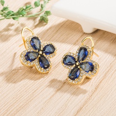 Fashion zircon earrings female four-leaf clover copper inlaid zircon earrings