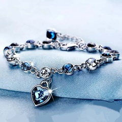 Korean copper-plated heart crystal heart-shaped blue crystal bracelet wholesale