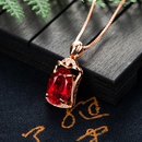 Korean 18K Gold Rose Gold Square Ruby Pendant Micro Diamond Red Necklace Pendantpicture11