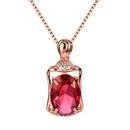 Korean 18K Gold Rose Gold Square Ruby Pendant Micro Diamond Red Necklace Pendantpicture12