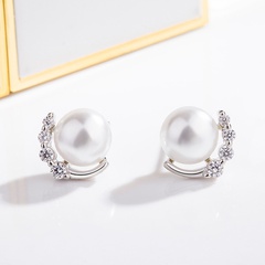 Koreanische Version Perlenohrringe Diamant Zirkon Perlenohrringe Temperament Ohrringe einfacher Modeschmuck