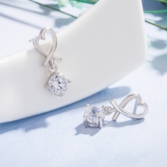 Korean heart-shaped diamond long copper inlaid zircon earrings