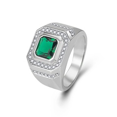 zircon emerald European and American blue crystal ring jewelry