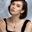 Korean rose crystal long earrings female ruby diamond long copper earringspicture11
