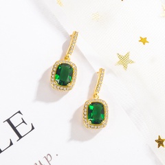 Fashion square earrings female copper inlaid zircon earrings wholesale