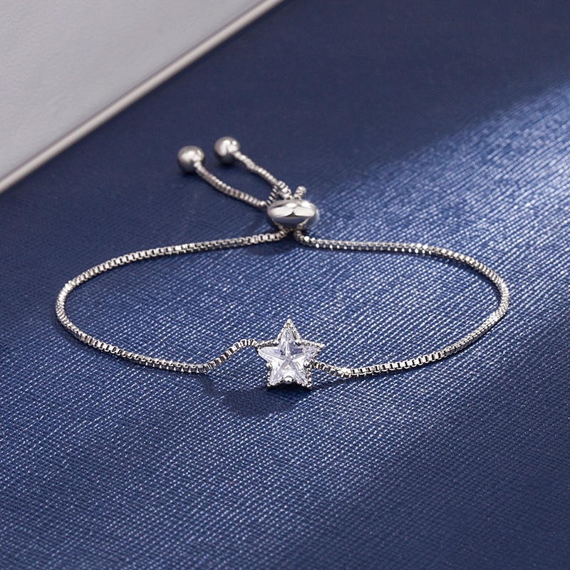 Korean style diamondstudded fivepointed star copper bracelet wholesale