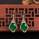 Retro ethnic green chalcedony earrings female microinlaid zircon long green agate copper earringspicture10