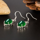 Retro ethnic green chalcedony earrings female microinlaid zircon long green agate copper earringspicture11