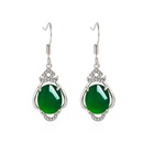Retro ethnic green chalcedony earrings female microinlaid zircon long green agate copper earringspicture13