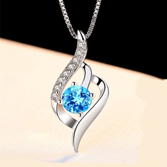 Korean version blue crystal pendant simple fashion diamond crystal clavicle chain jewelry wholesale