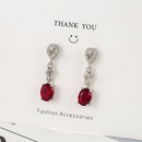 Korean diamond rose ruby long copper earrings wholesalepicture8