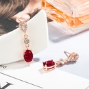 Korean diamond rose ruby long copper earrings wholesalepicture11