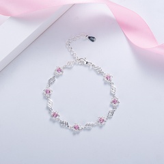 fashion heart-shape pink zircon cherry blossom bracelet wholesale