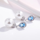 Korean new blue crystal pearl earrings female amethyst copper inlaid zircon earringspicture7